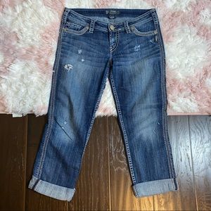 Silver Jeans Twisted Capri Distressed Jeans Women’s Size 29